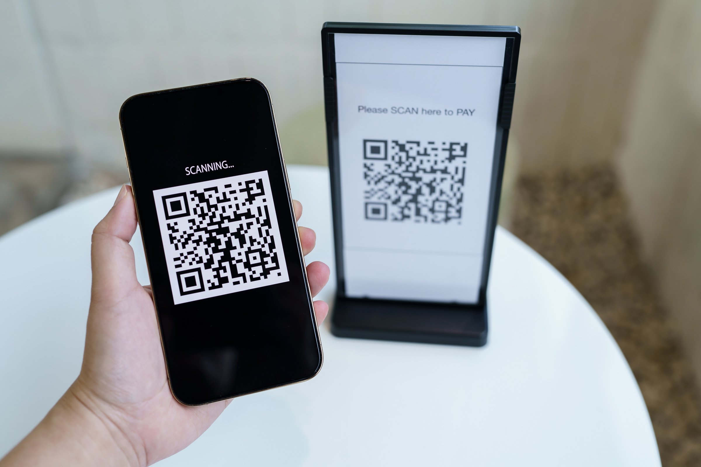 Qr Code Payment. E Wallet. Man Scanning Tag Accepted Generate Di